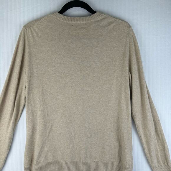 Cherokee Button Up Cardigan Tan Knit Sweater Women Size Large Pink Argyle Print - Picture 8 of 10